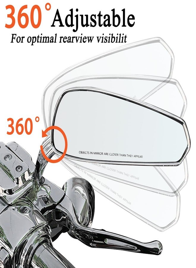 FOVPLUE Handlebar Mount Mirrors, Motorcycle Rearview mirrors for 1982-2025 Harley Models, for CVO Dyna Touring Electra Glide Road Glide Road King Softail Street Glide Sportster 1200 883, Gloss Black - Image 3